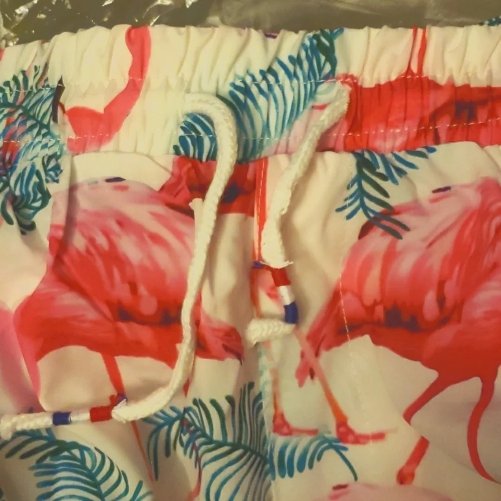 MCEDAR 2 Piece Flamingo Print Short Sleeve Hawaiian Shirt Suits Size 4X